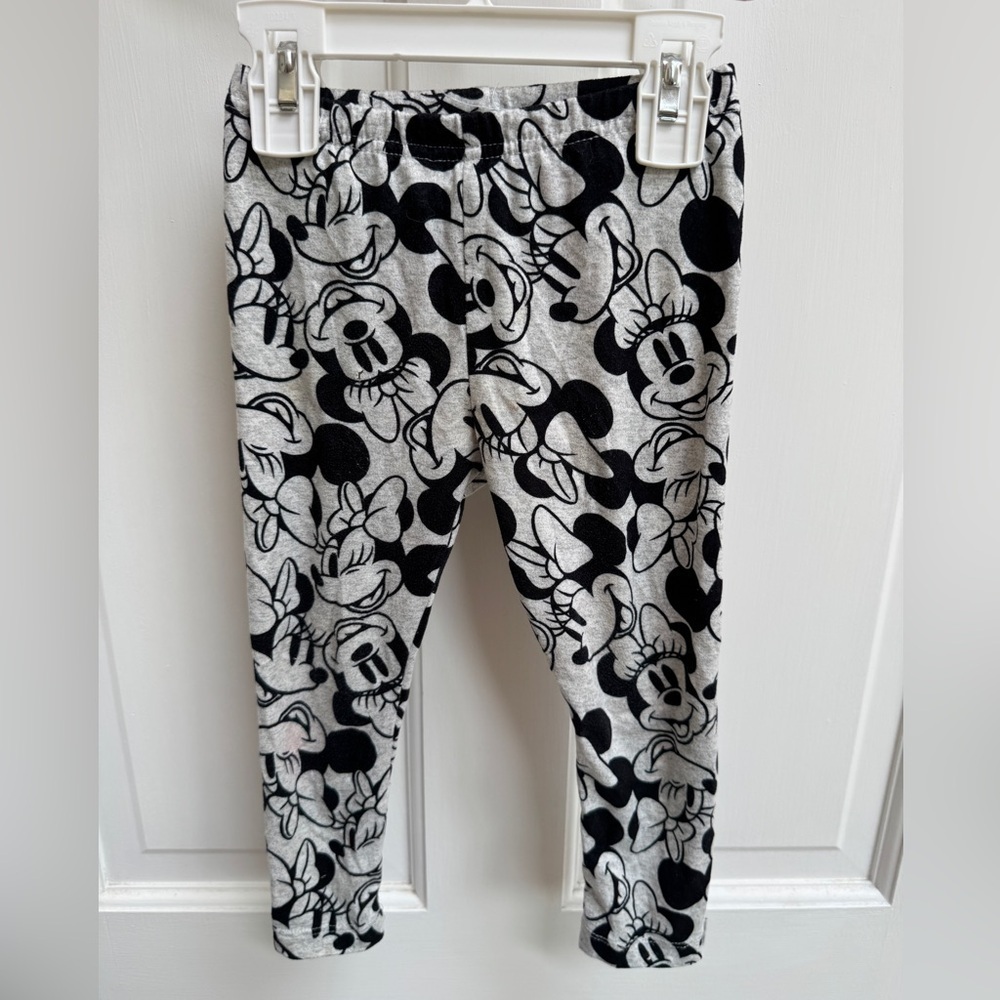 Disney 2T Black and Gray Minnie Mouse Face Facial Expression Leggings Pants